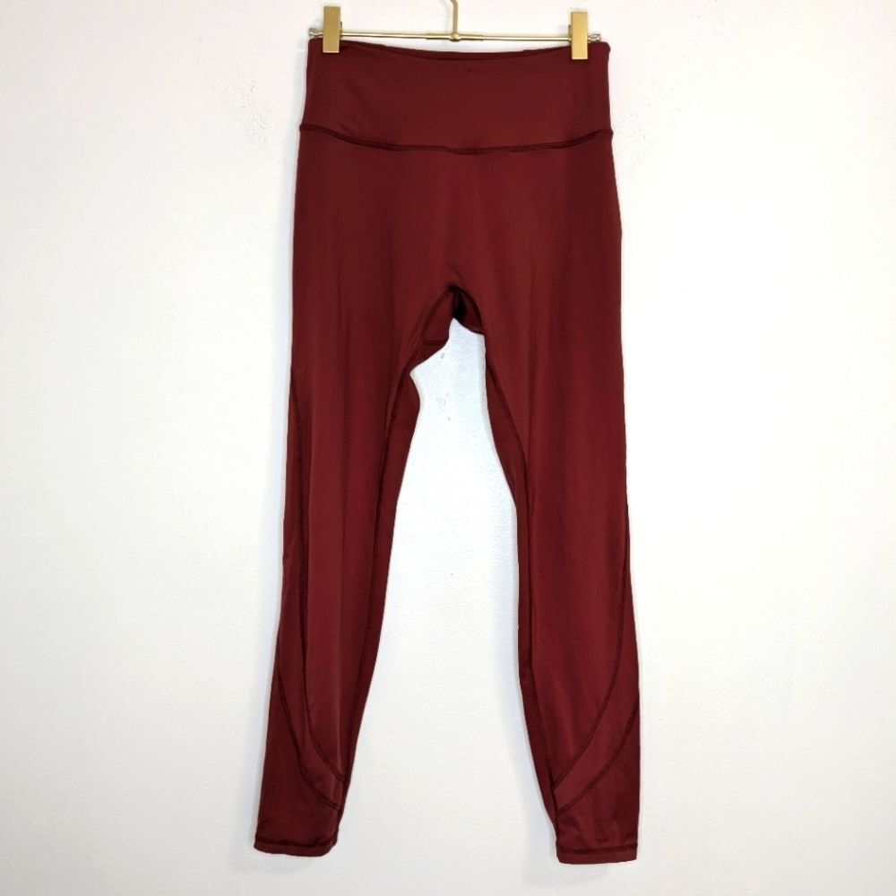Alphalete Burgundy Athletic Leggings High Waist Workout‎ Yoga Pants Activewear